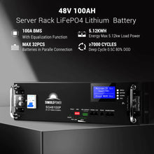 Load image into Gallery viewer, 48V 100AH Server Rack LiFePO4 Lithium Battery SG48100P UL1973 UL9540A