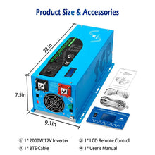 Load image into Gallery viewer, 2000W DC 12V Pure Sine Wave Inverter With Charger