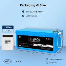 Load image into Gallery viewer, 24V 100Ah LiFePo4 Deep Cycle Lithium Battery Bluetooth / Self-Heating / IP65