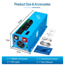 Load image into Gallery viewer, 4000W DC 12V Pure Sine Wave Inverter With Charger