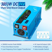 Load image into Gallery viewer, 3000W DC 24V Pure Sine Wave Inverter With Charger