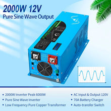 Load image into Gallery viewer, 2000W DC 12V Pure Sine Wave Inverter With Charger
