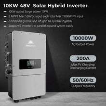 Load image into Gallery viewer, 10KW Hybrid Inverter 48V Split Phase Grid Feedback Batteryless
