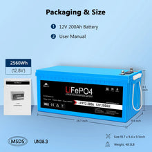 Load image into Gallery viewer, 12V  200Ah LiFePo4 Deep Cycle Lithium Battery Bluetooth / Self-Heating / IP65
