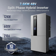 Load image into Gallery viewer, 7.6KW Hybrid Inverter 48V Split Phase SGN7.6K1HB-48
