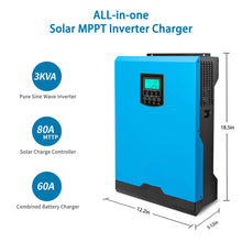 Load image into Gallery viewer, 3KVA Solar Inverter 24V 110V Parallel 80A Mppt Solar Charge Controller
