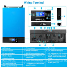 Load image into Gallery viewer, 6000W 48V Hybrid Solar Inverter Split Phase 120/240VAC (Grid Feedback &amp; Batteryless)
